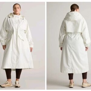 Quince Women Weatherproof Rain Trench Coat In Frost Sz Large Removable Hood NWOT